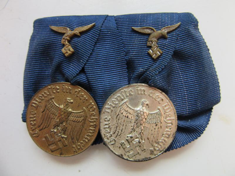 Luftwaffe 4 and 12 Year service medals mounted.