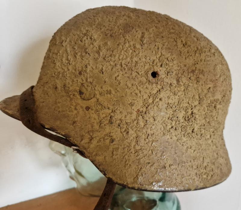 M40 Army Tan/Green Wood Chip Camo Combat Helmet