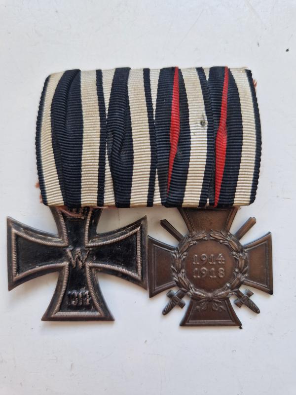 Iron Cross 2nd Class 1914 and 14-18 Cross Mounted
