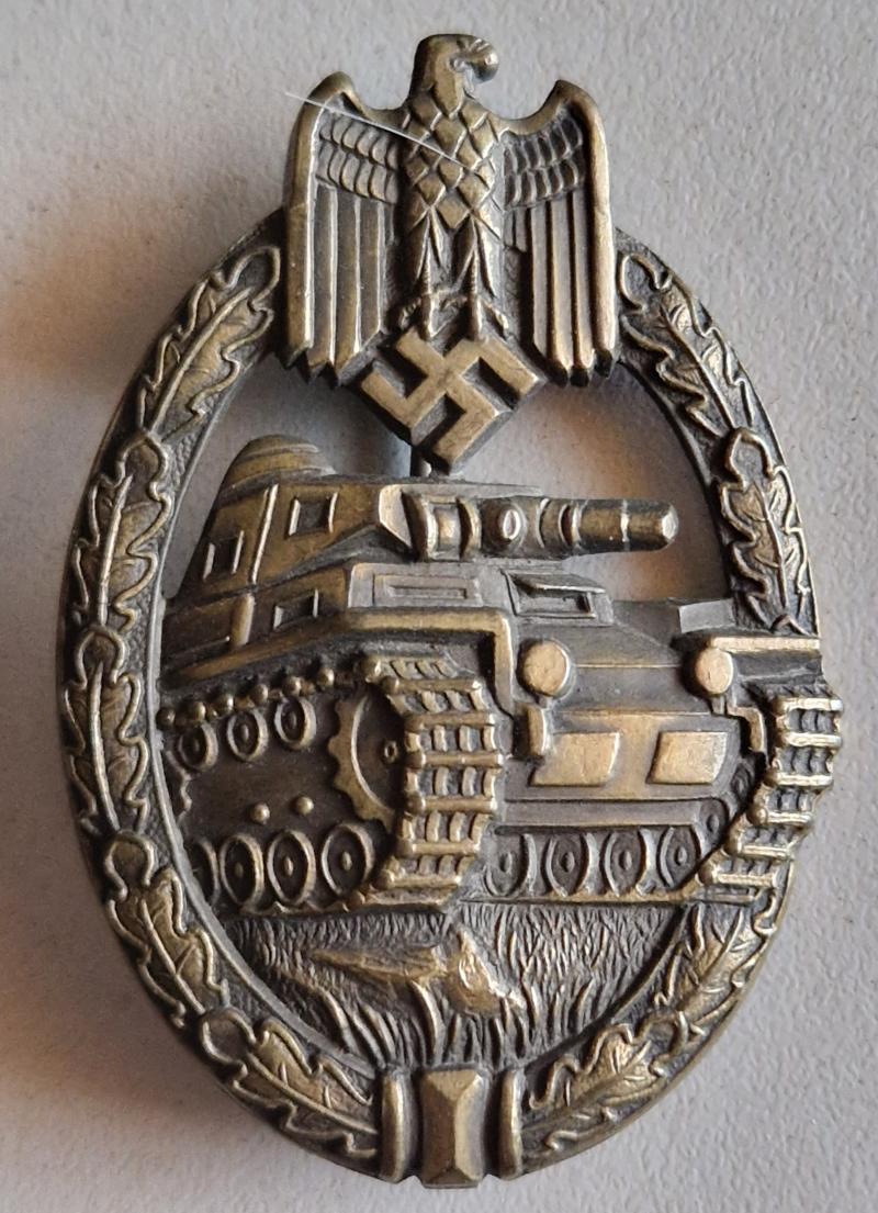 Panzer Badge in Bronze Early Unmarked Wurster