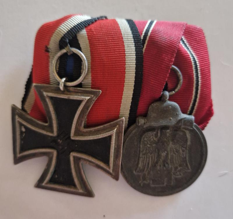 Iron Cross 2nd Class 1939 and Russian Front Medal Court Mounted