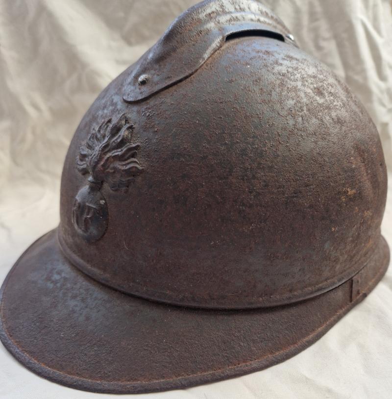 French WW1 Semi Relic Battle Damaged Helmet